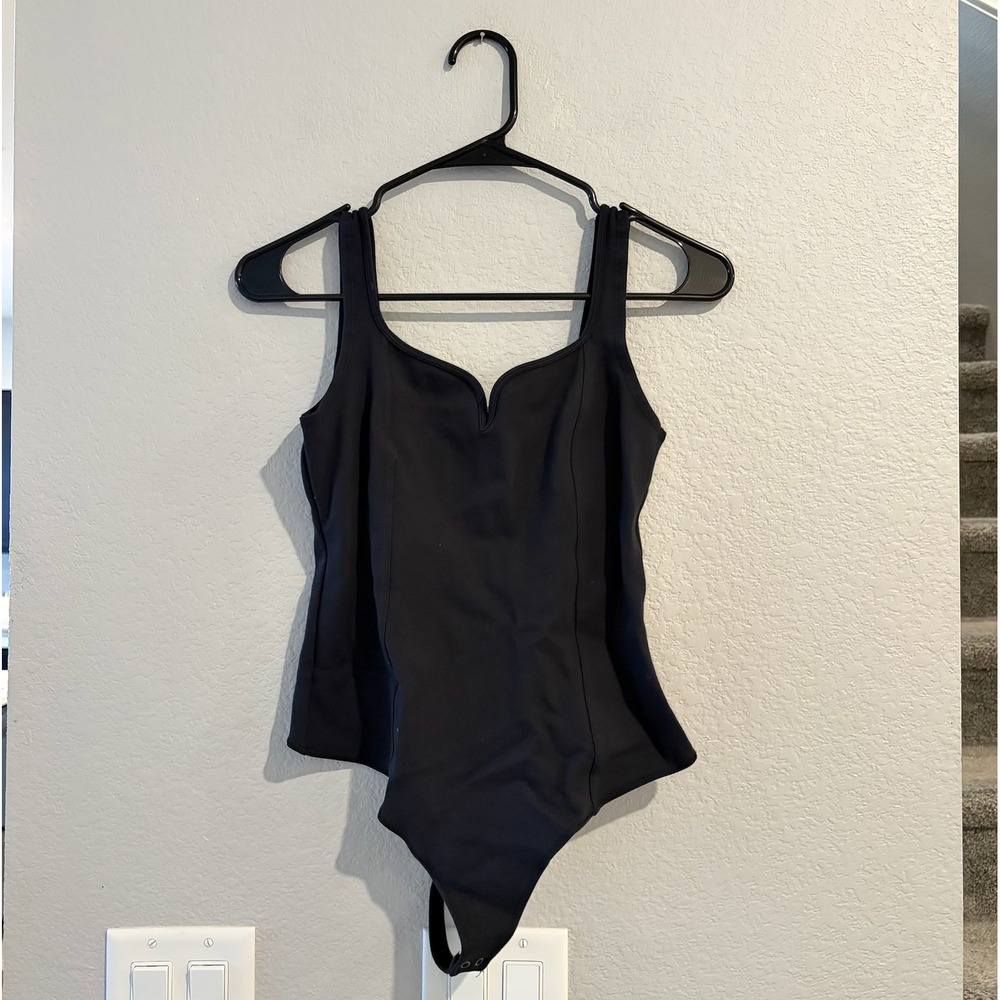 Abercrombie & Fitch Soft A&F Collection Notched Sweetheart Bodysuit Black SMALL - Picture 2 of 5